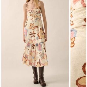 Promesa Grow For It — floral tie-front midi dress with ruffle hem